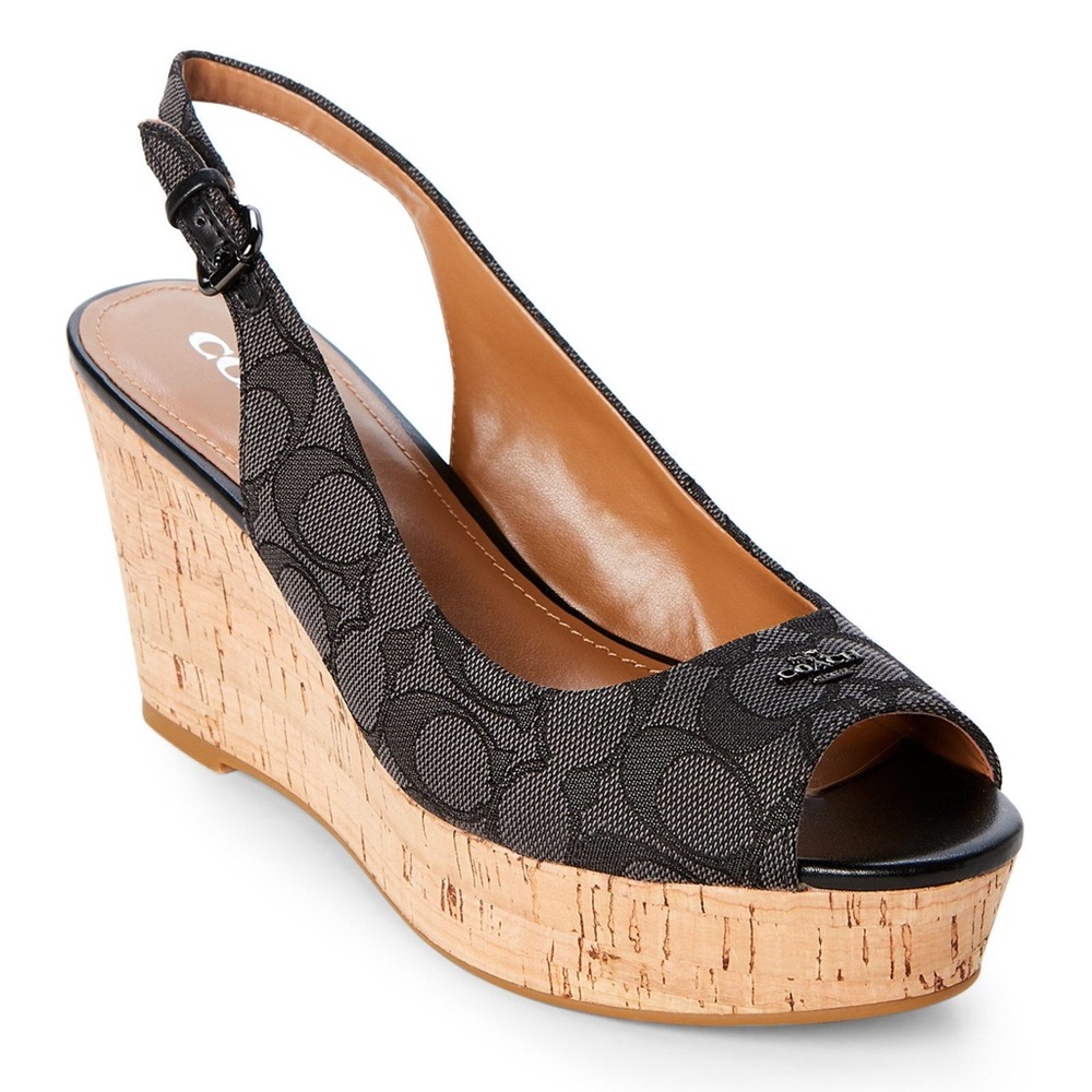 Coach Ferry Signature Black Smoke Wedges